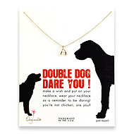 double dog dare you reminder necklace with gold dipped wishbone
