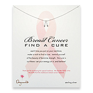 breast cancer find a cure sterling silver reminder necklace with wishbone