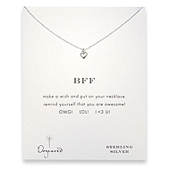 bff reminder necklace with sterling silver cupid heart