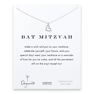 bat mitzvah loving heart necklace, sterling silver