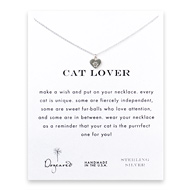 cat lover reminder necklace with sterling silver best friend heart