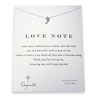 love note reminder necklace with sterling silver music note