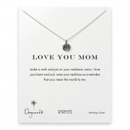 love you mom rose necklace, sterling silver