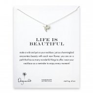life is beautiful hummingbird necklace, sterling silver