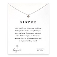 sister reminder necklace with sterling silver cupid heart