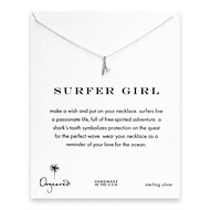 surfer girl shark tooth necklace, sterling silver