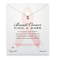 breast cancer find a cure sterling silver reminder necklace with ribbon - 18 inch