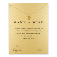 make a wish gold dipped modern cross reminder necklace