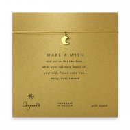 make a wish moon necklace on gold, gold dipped