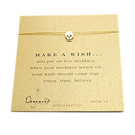 make a wish necklace with gold dipped skull on gold