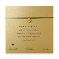 make a wish four leaf clover necklace on emerald, gold dipped