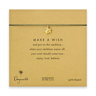 make a wish sea turtle necklace on evergreen, gold dipped