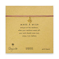 make a wish necklace with gold dipped open fleur de lis on amethyst