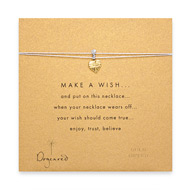 make a wish necklace with gold dipped feather heart on purple