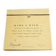 make a wish necklace with gold dipped fleur de lis on black