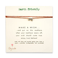 earth friendly make a wish necklace with recycled silver angel wings on tobacco hemp