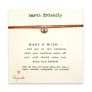 earth friendly make a wish necklace with recycled silver peace sign on tobacco hemp