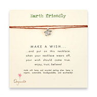 earth friendly make a wish necklace with recycled silver plumeria on tobacco hemp