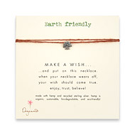 earth friendly make a wish necklace with recycled silver small tree on tobacco hemp