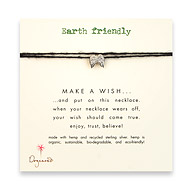 earth friendly make a wish necklace with recycled silver angel wings on black hemp