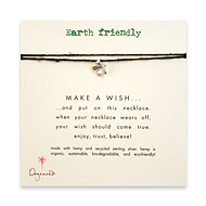 earth friendly make a wish necklace with recycled silver plumeria on black hemp