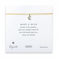 make a wish moon necklace on gold, sterling silver