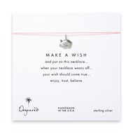 make a wish necklace with sterlig silver piggy bank on pink