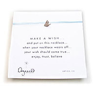 make a wish necklace with sterling silver robin charm on mint