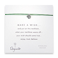 make a wish necklace with sterling silver four leaf clover on emerald