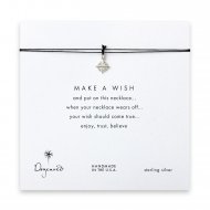 make a wish compass necklace on black, sterling silver