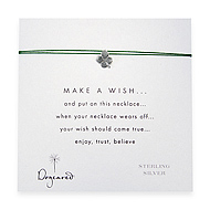 make a wish necklace with sterling silver four leaf clover on emerald - 18 inch