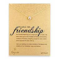 large pearls of friendship gold dipped necklace with pink pearl - 18 inch