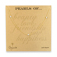 gold dipped small white three pearls necklace