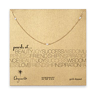 small white three pearls necklace, gold dipped