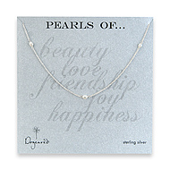 sterling silver small white three pearls necklace
