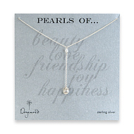 lariat white pearl sterling silver necklace - 18 inch