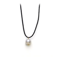 white pearl on black waxed cotton, gold dipped toggle closure