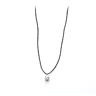 white pearl on chocolate waxed cotton, sterling silver toggle closure