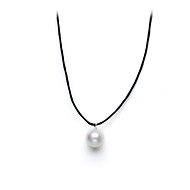 white pearl on black waxed cotton, sterling silver toggle closure