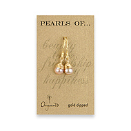 gold dipped pink pearl drop earrings