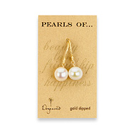 gold dipped large white pearl wire hook earrings