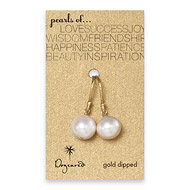 gold dipped large white pearl wire hook earrings