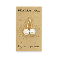 gold dipped large white pearl wire hook earrings