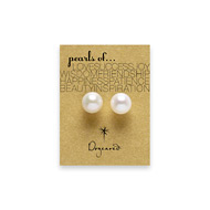 white pearl stud earrings, gold dipped
