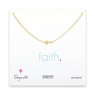 small sideways cross necklace, gold dipped