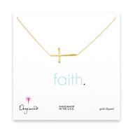 large sideways cross necklace, gold dipped