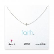 small sideways cross necklace, sterling silver