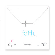 large sideways cross necklace, sterling silver