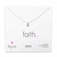 small diamond cross necklace, sterling silver