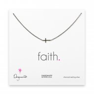 small sideways cross necklace, charcoal
